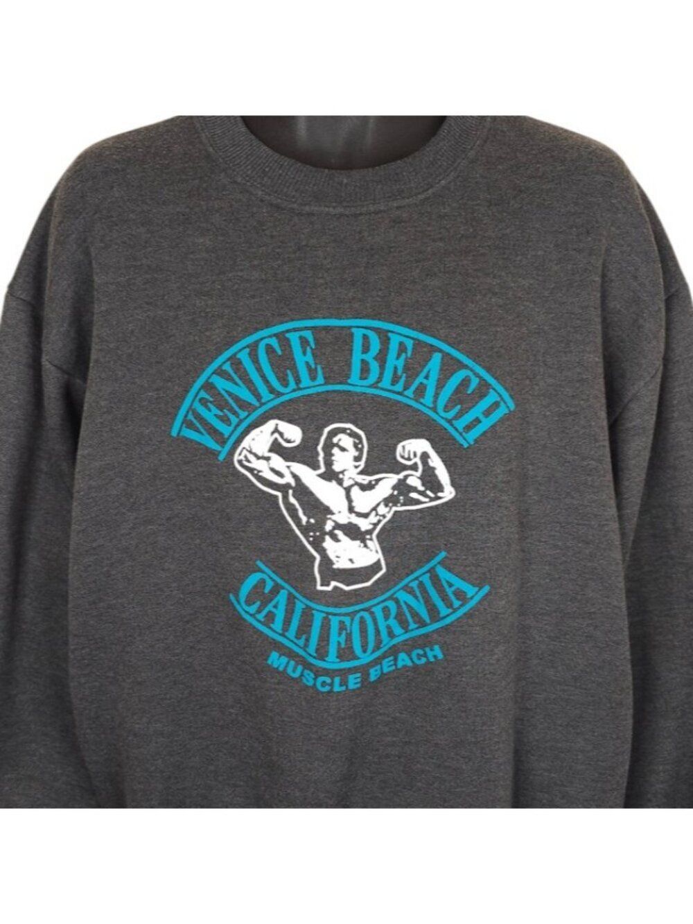 Vintage Venice Beach Sweatshirt Mens Size XL Gray 90s Arnold Muscle Made In USA